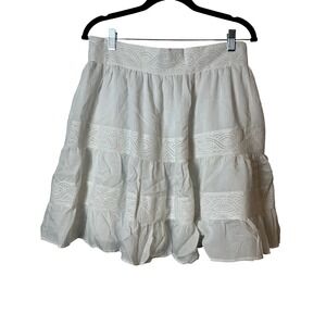 Keepsake The Label Moving On Skirt Size 10 White Tiered Eyelet Lace Midi
